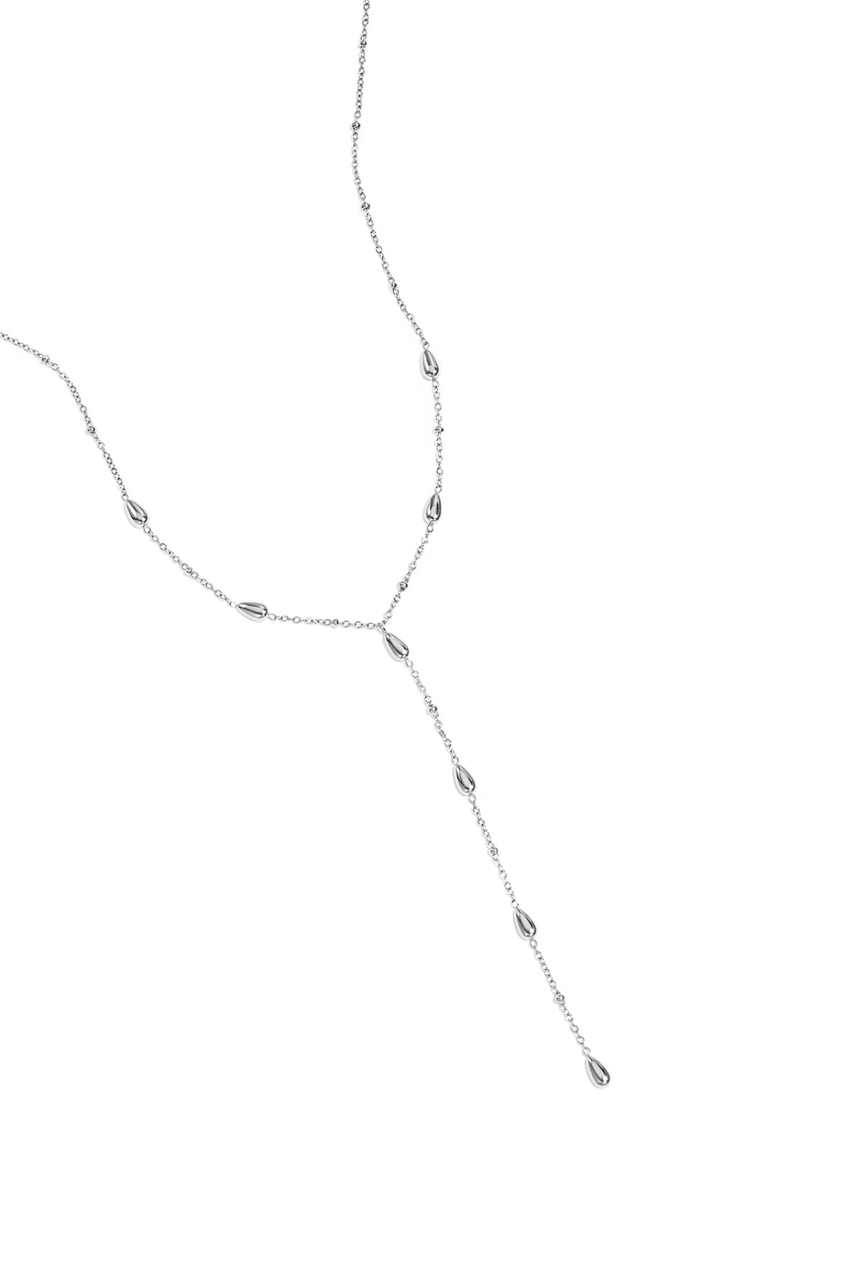 Y-lijn ketting met steentjes stainless steel goud of zilver