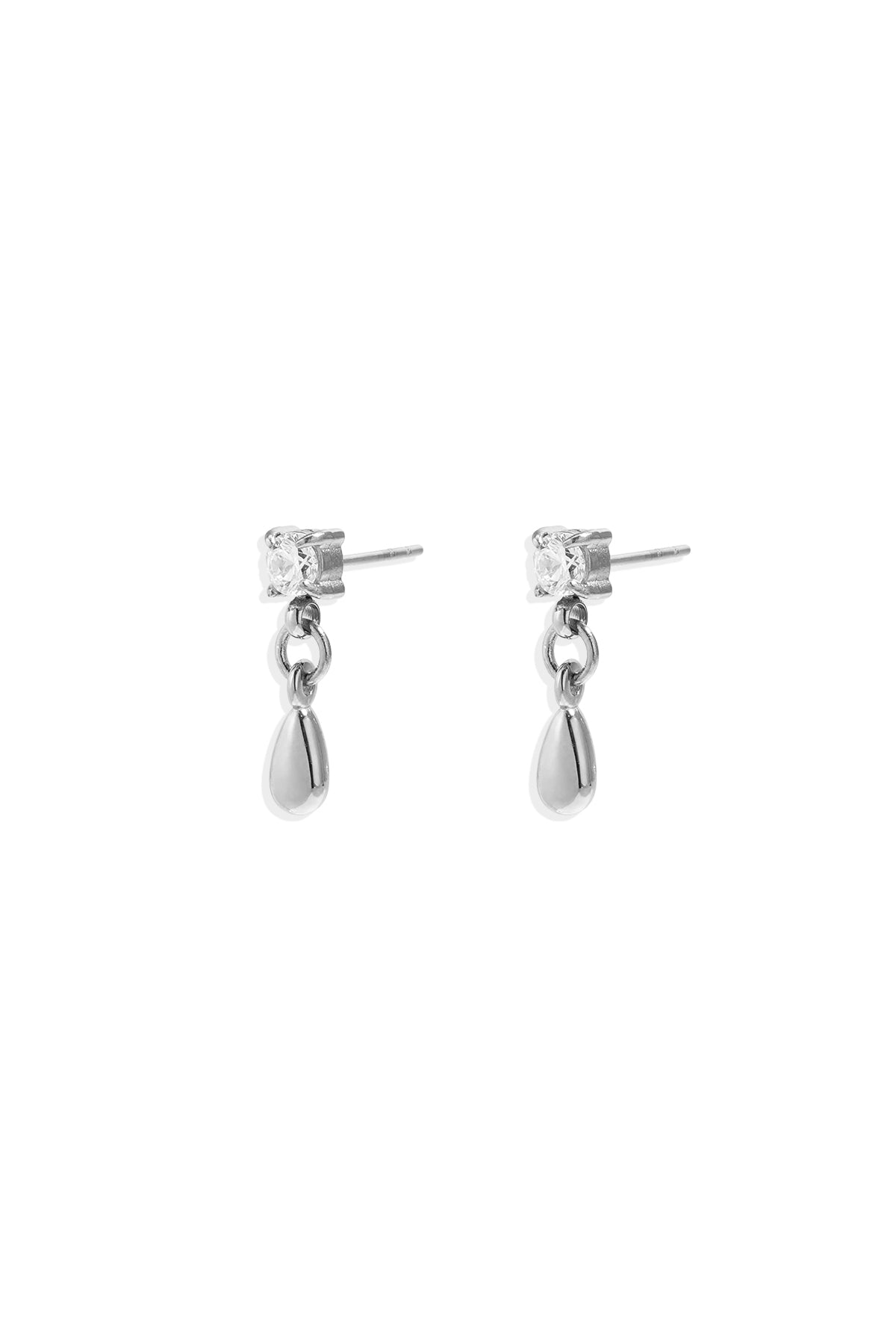 Stud oorbellen Stainless Steel met hangende druppel