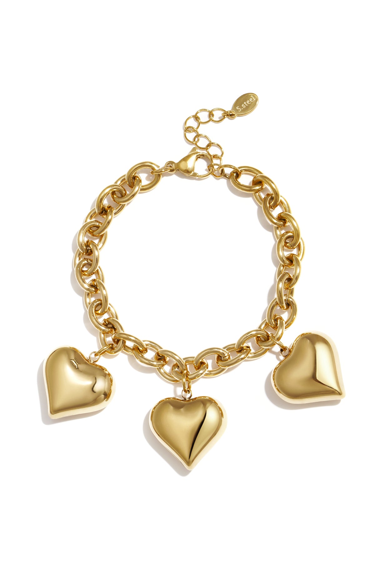 Chunky schakelarmband met grote harten