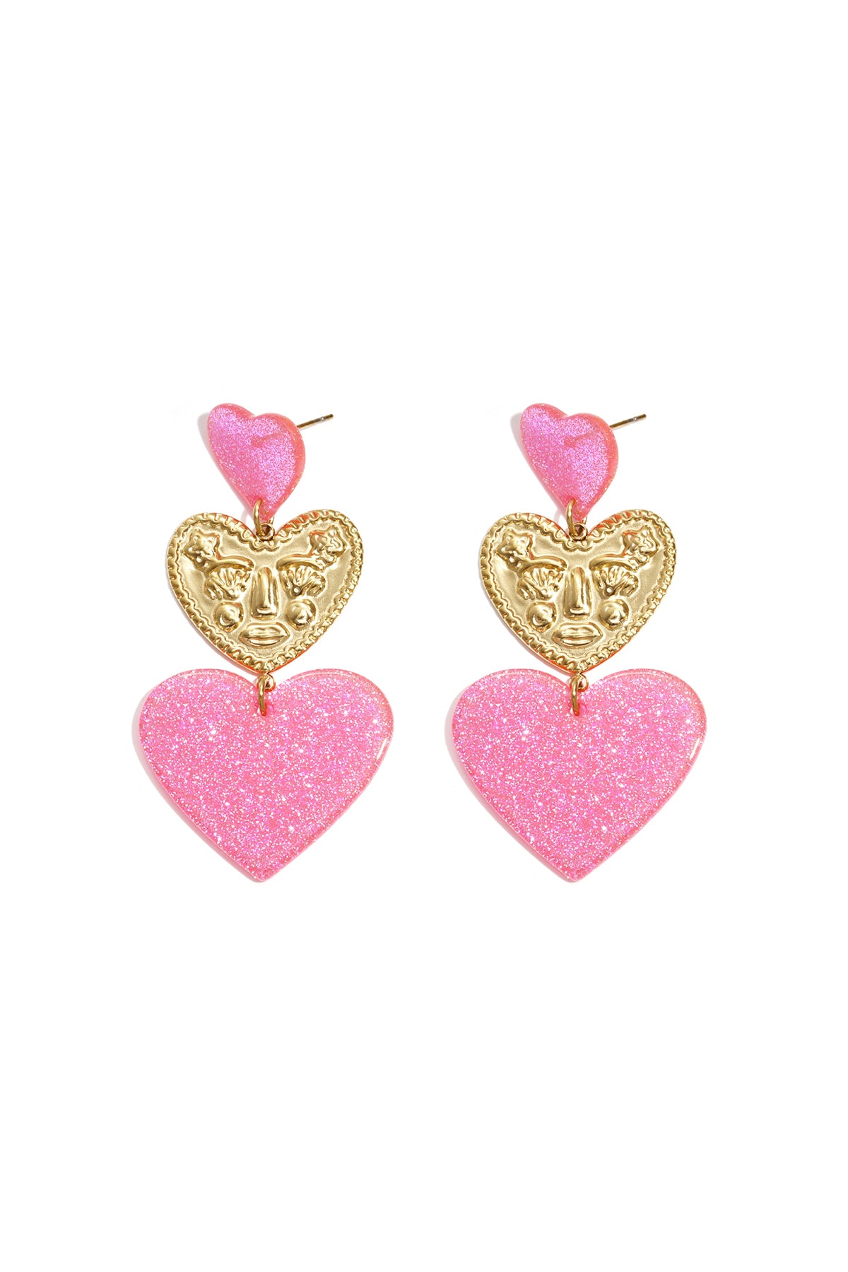 Stainless Steel Statement oorbellen met glitter harten