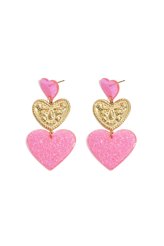 Stainless Steel Statement oorbellen met glitter harten