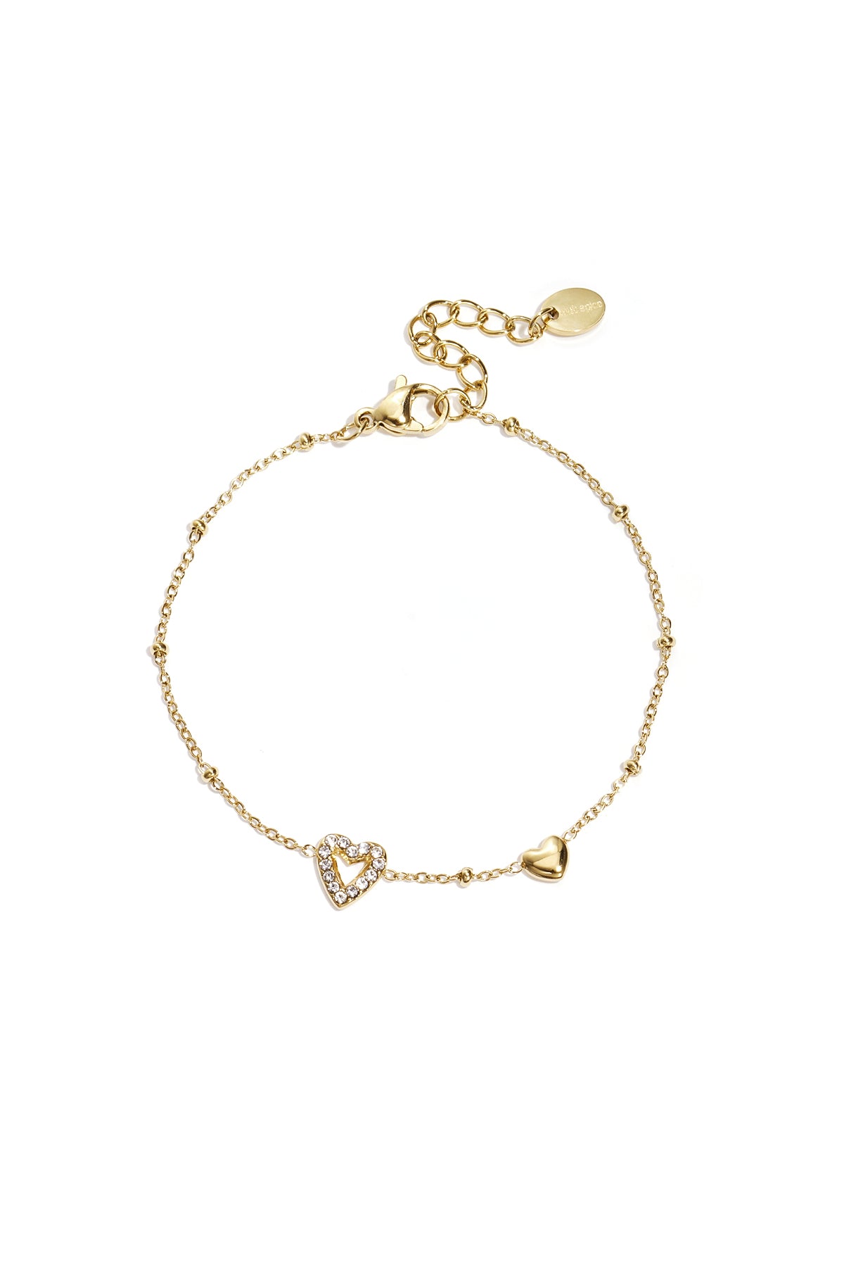 Stainless Steel Armband met hartjes en gekleurde steentjes