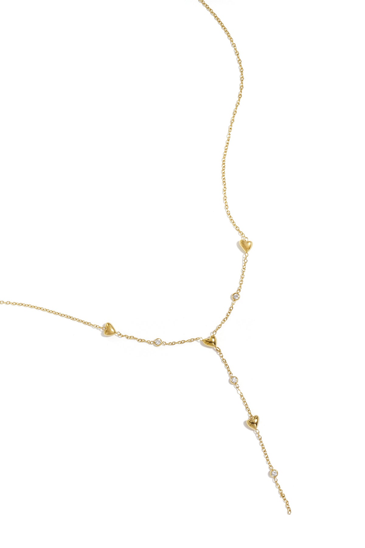  Stainless steel Y-lijn ketting met gevulde hartjes