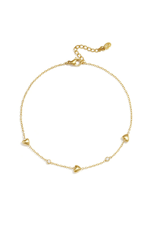 Enkelbandjes van roestvrij staal met hartje, eenvoudige dagelijkse sieraden uit de Simple Series voor dames.