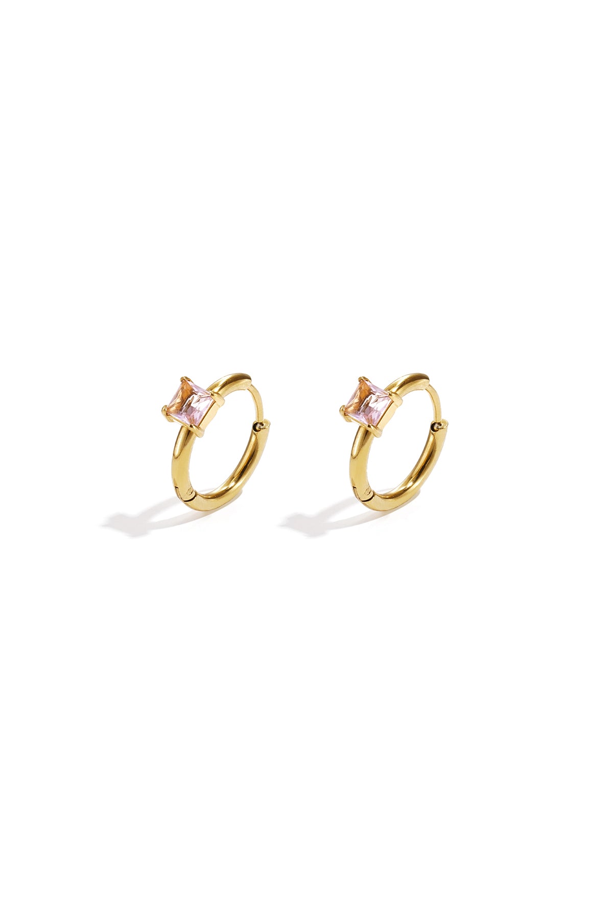 Stainless steel hoops met vierkante steen