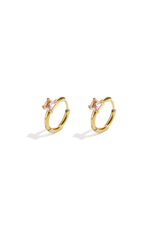 Stainless steel hoops met vierkante steen