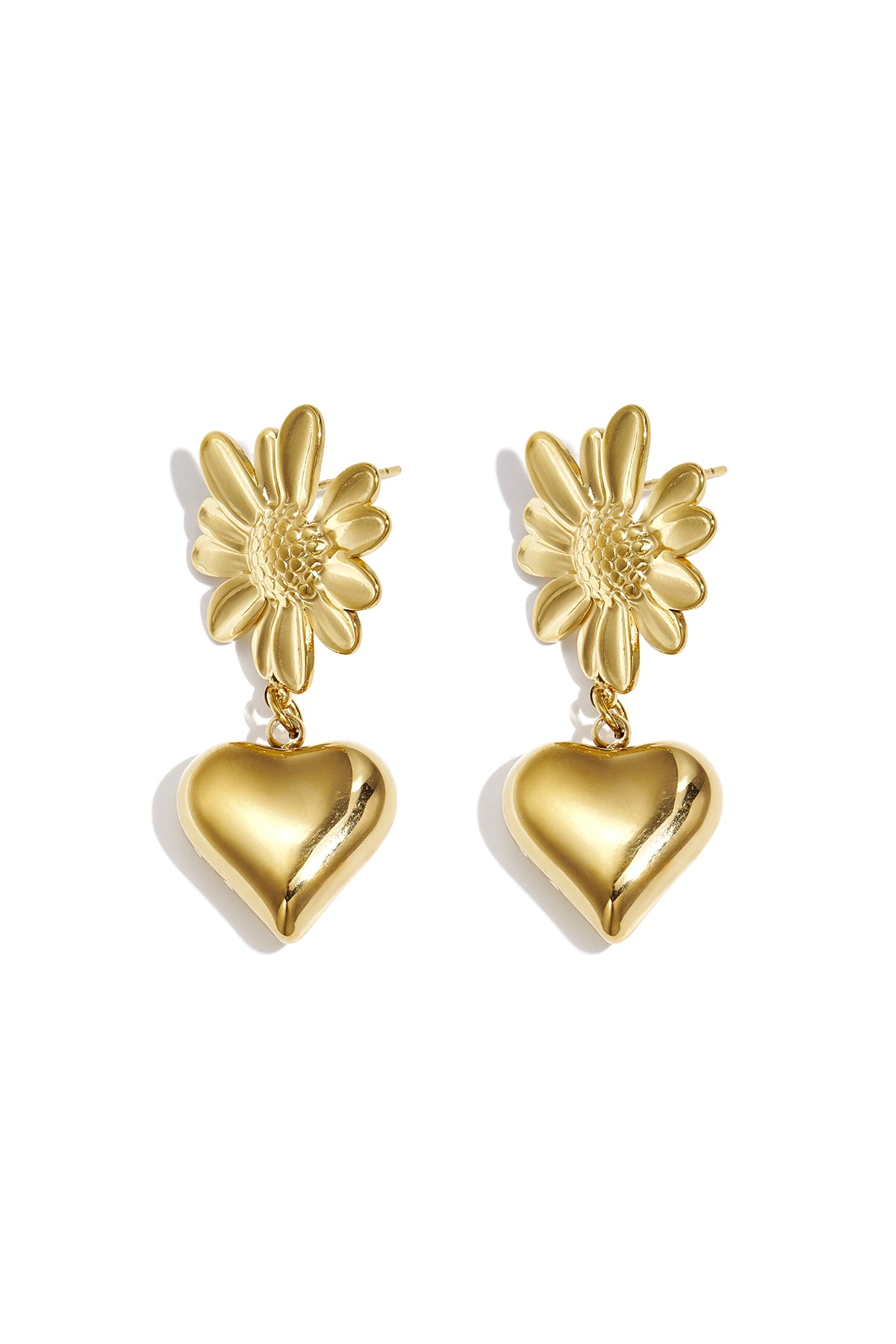 Stainless steel oorbellen met hangend hart 