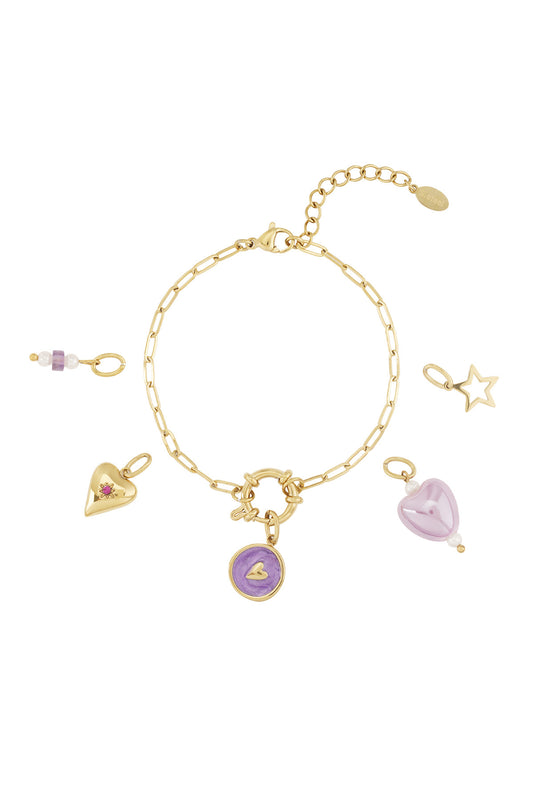 Stainless Steel Purple Heart DIY-armband