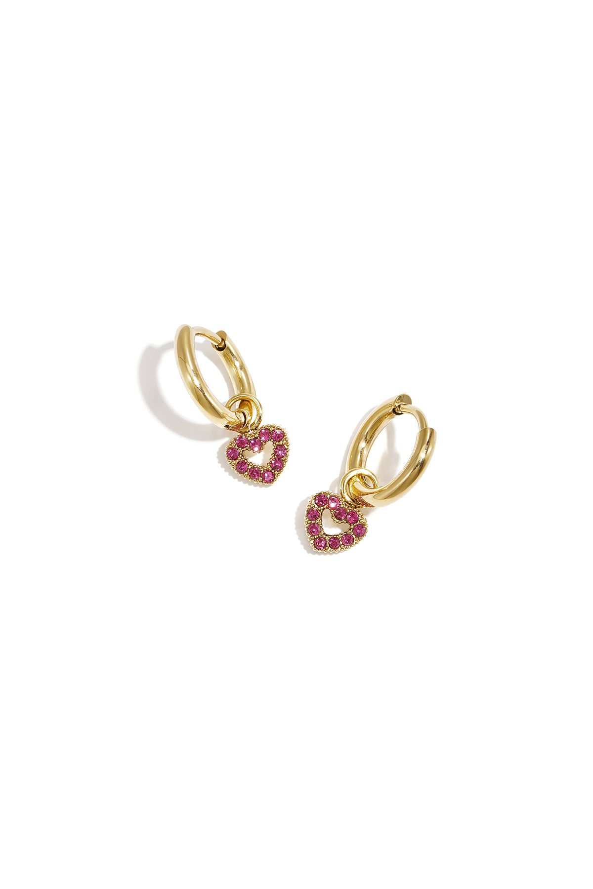 Stainless Steel Oorringen met belegde hartjes charm