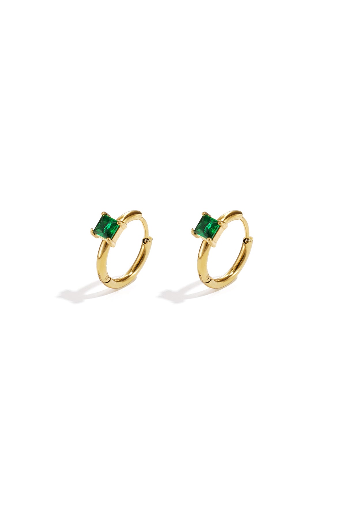 Stainless steel hoops met vierkante steen
