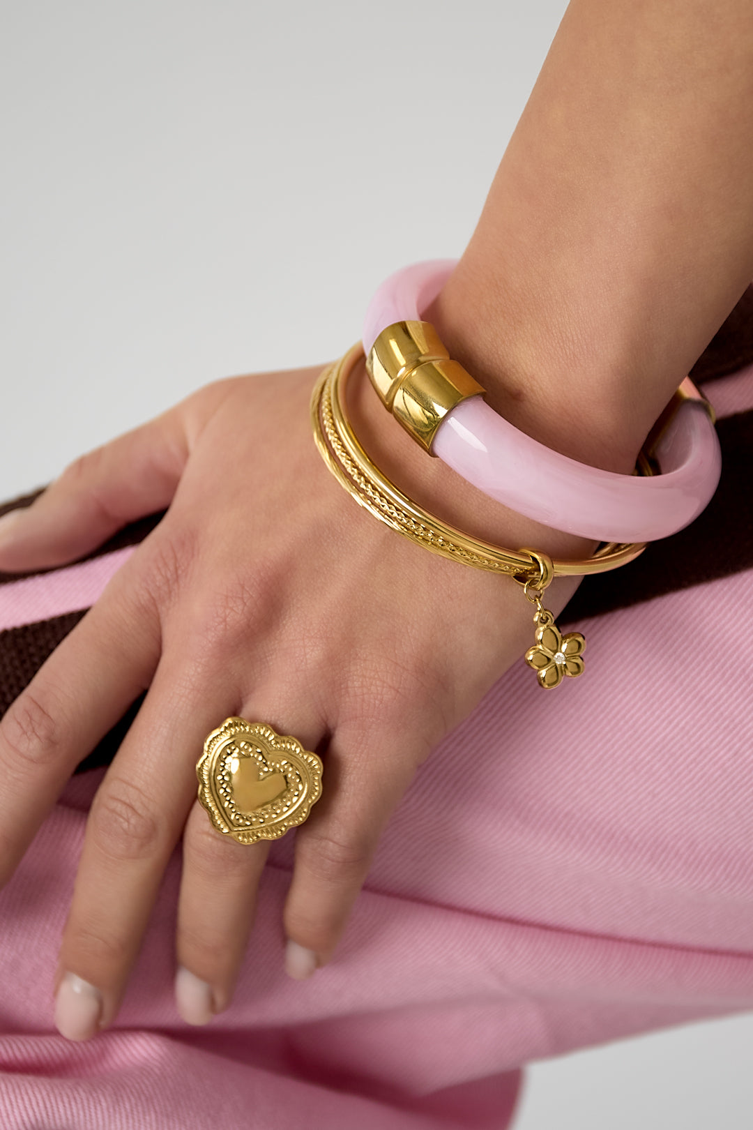 Bangles met hangende bloem charm stainless steel 