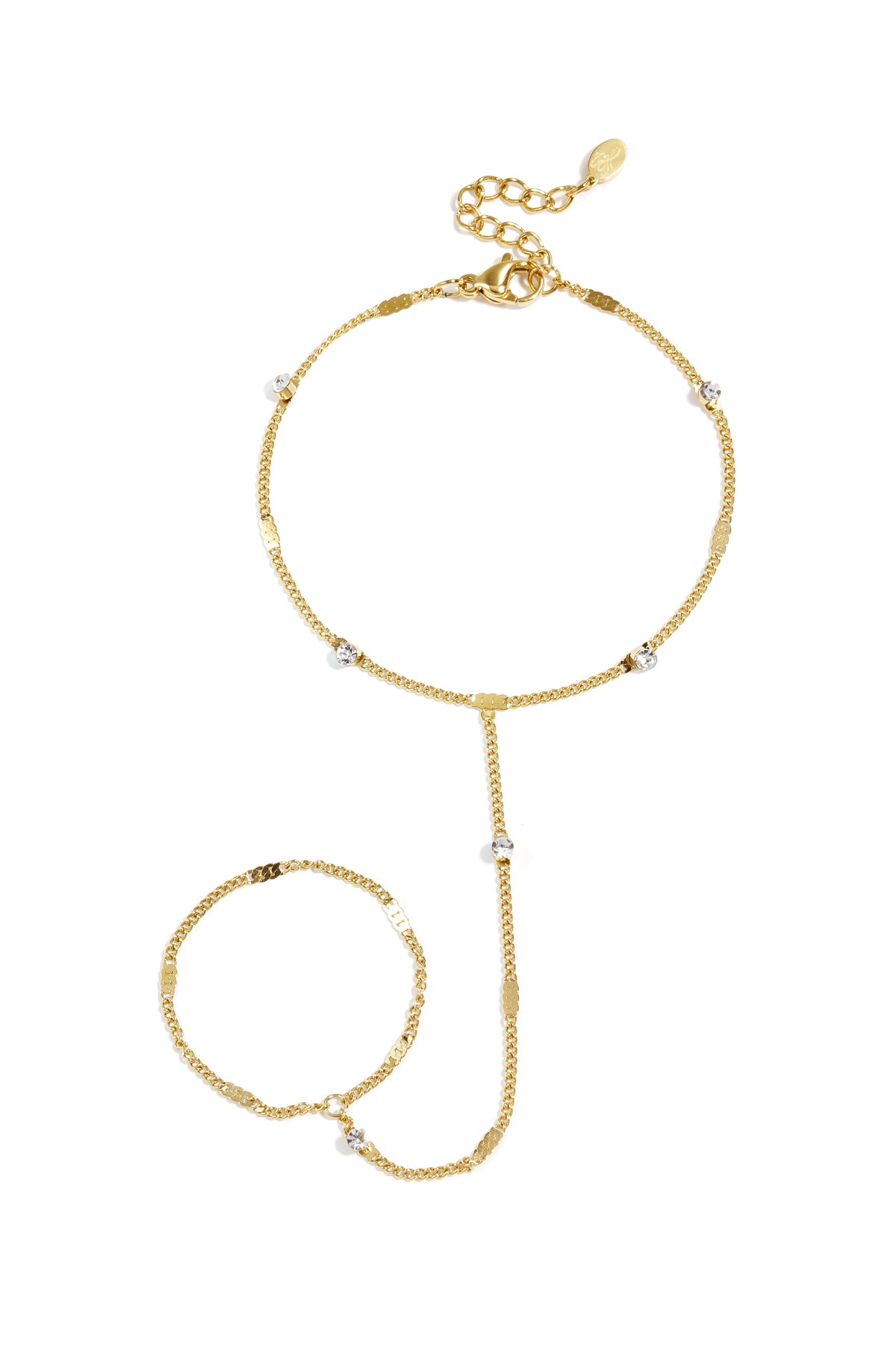 Stainless Steel Handchain met steentjes