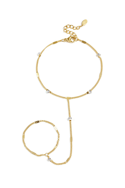 Stainless Steel Handchain met steentjes