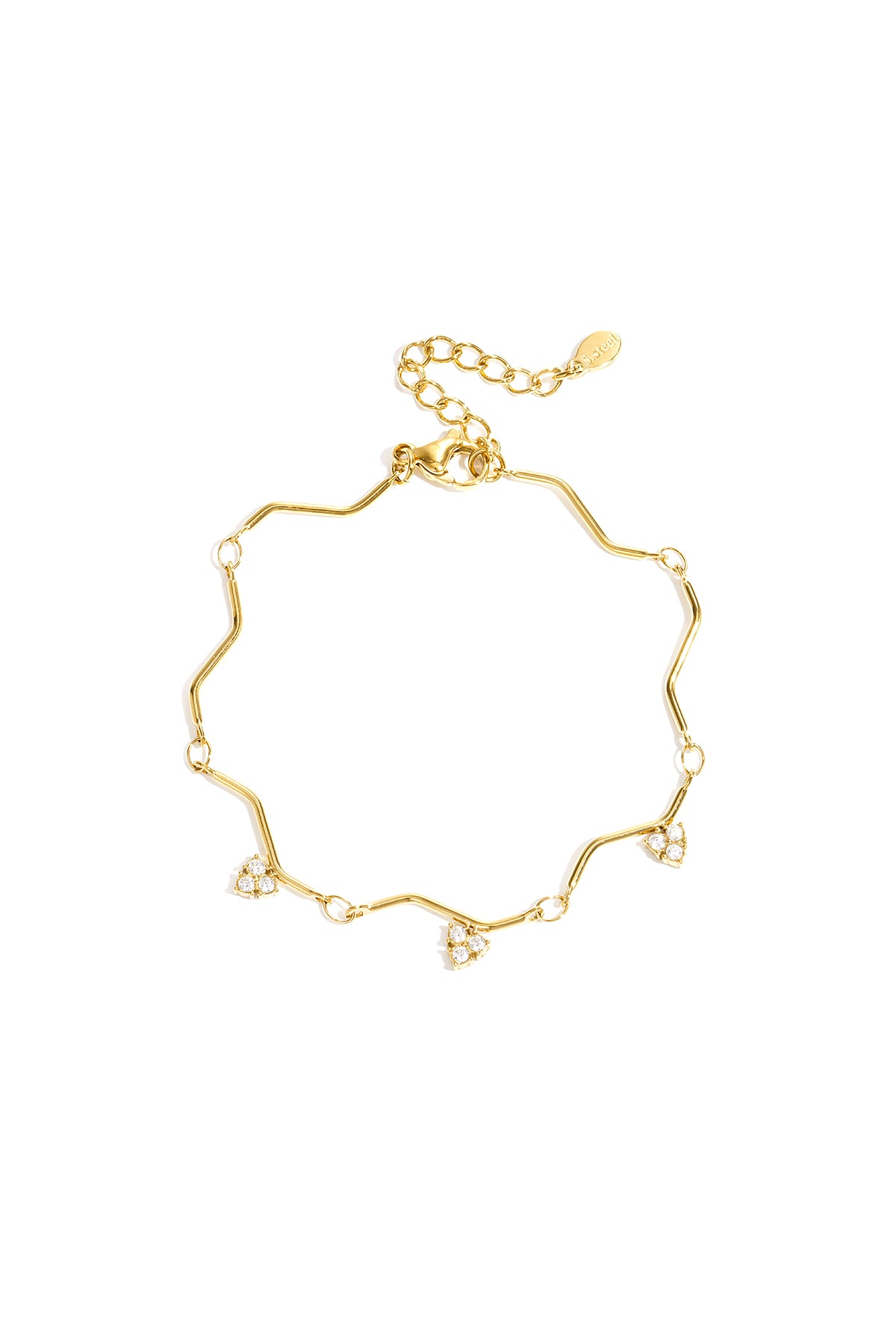 Stainless Steel Armband met zigzag patroon en steentjes