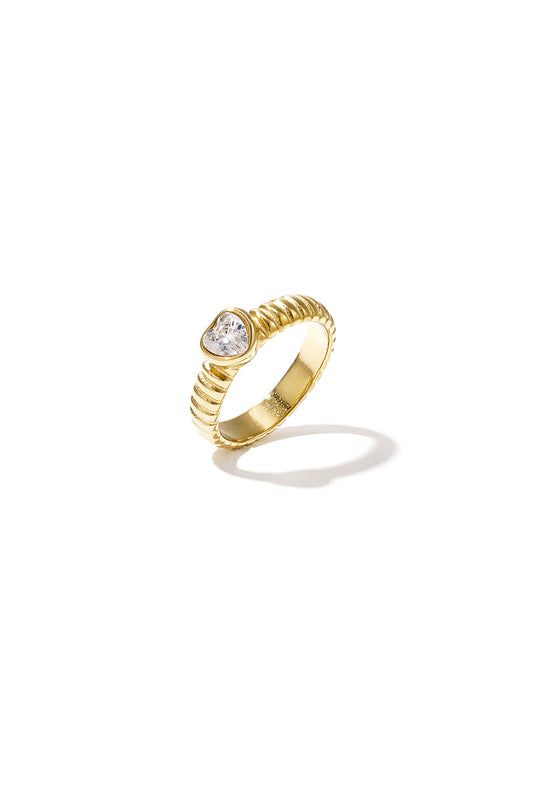 Stainless Steel Ring met hart vormige steen