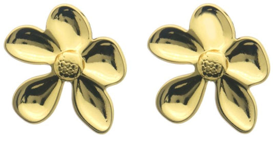 Oorbellen 2,5 cm S.S. bloem goudkleur