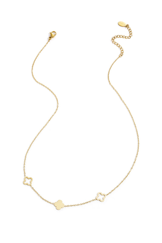 Ketting klavertjes Goud kleur Stainless Steel