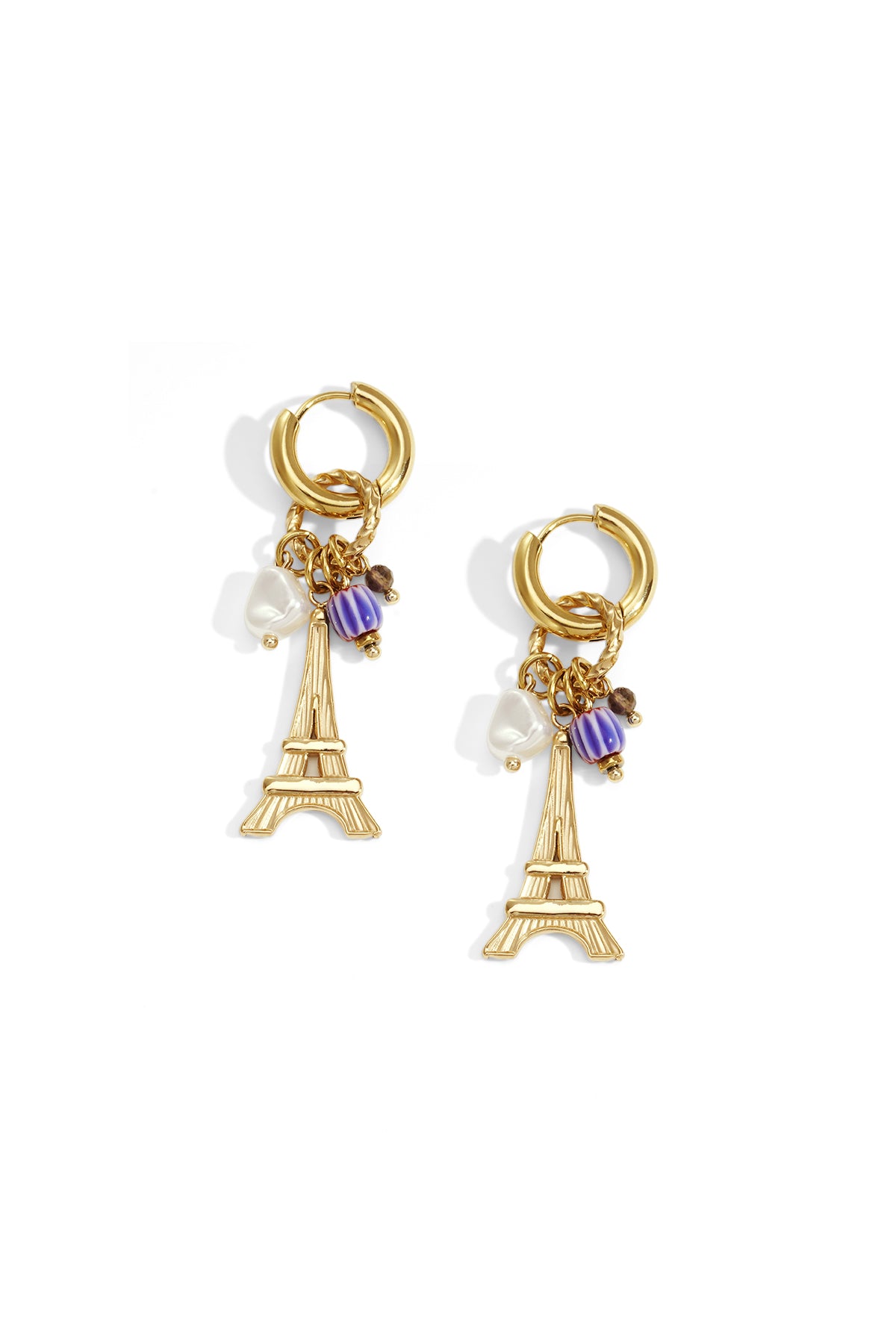 Stainless Steel Paris Happy Charm oorbellen