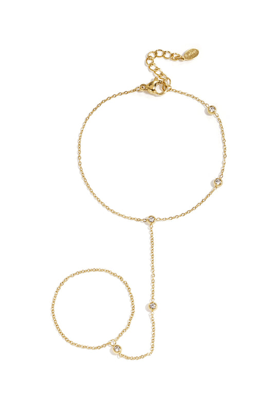 Stainless Steel Handchain met asymmetrische steentjes