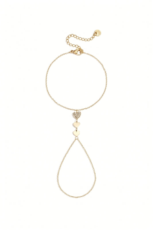 Stainless Steel handchain met harten goudkleur