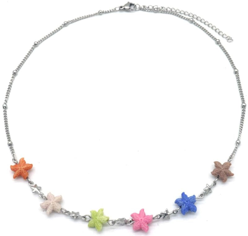 Ketting met Zeesterren S.S Zilverkleuring