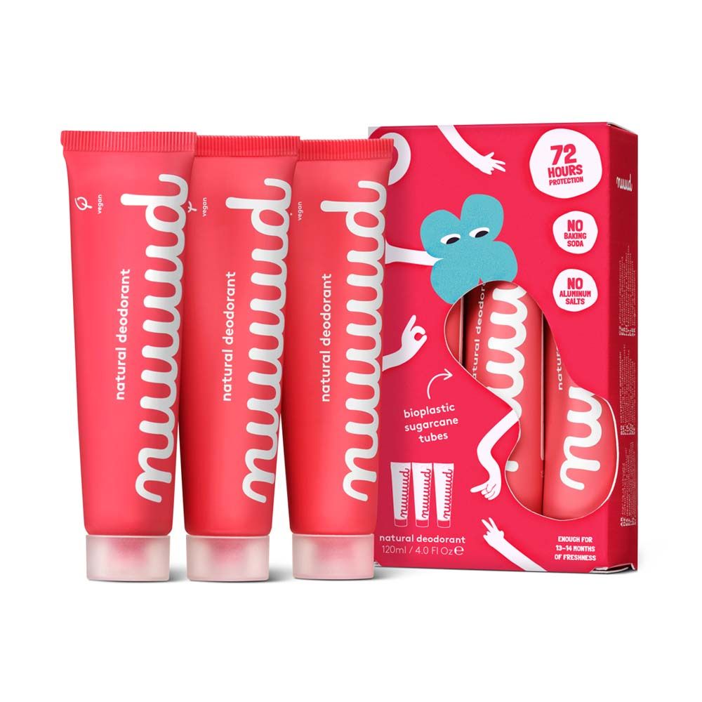Nuud XXL Pack Deodorantcrème – Parfumvrij – 3 × 40 ml