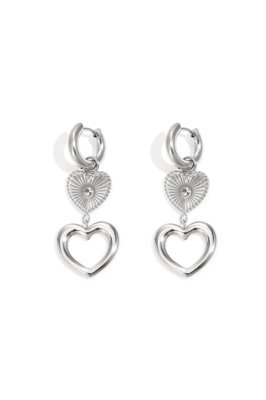 Stainless Steel Oorbellen hartjes Zilverkleur