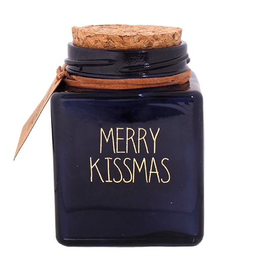 Kaars Merry Kissmas blauw- Winter Wood