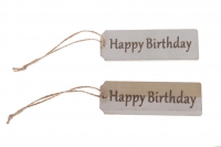 Houten label Happy Birthday