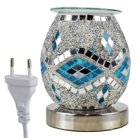 Waxmelt verdamper lamp Blauw & Zilver Spiegel Mozaiek