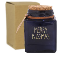 Kaars Merry Kissmas blauw- Winter Wood