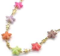 Ketting met Zeesterren  RVS  Goudkleurig