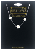 Armband S.S. witte bloemen zilverkleur