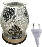 Waxmelt verdamper lamp zwart& Zilver Spiegel Mozaiek