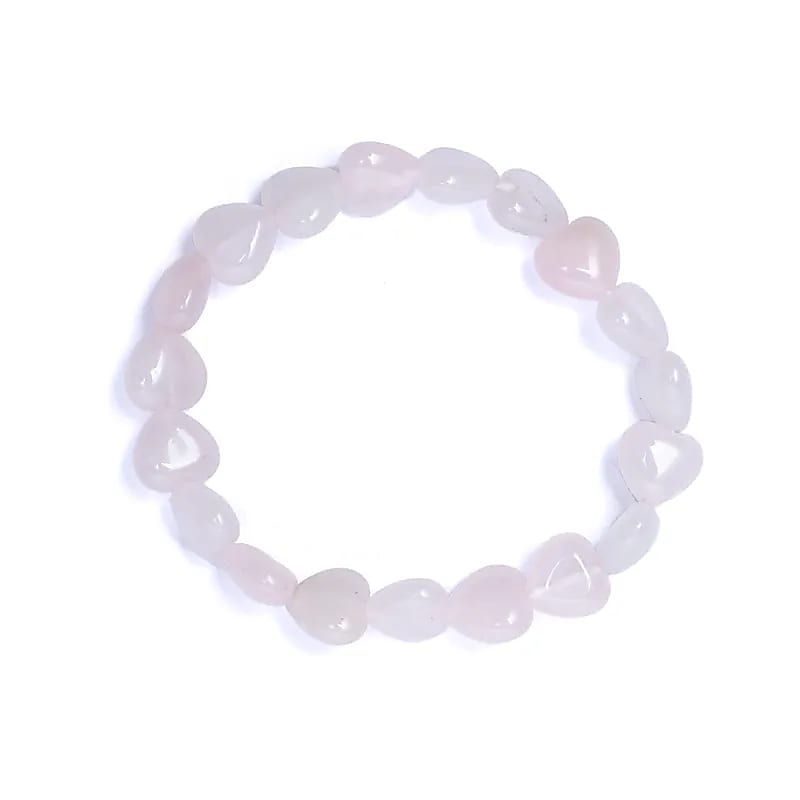 Armband rozenkwarts elastisch hartvormig Armband rozenkwarts elastisch hartvormig