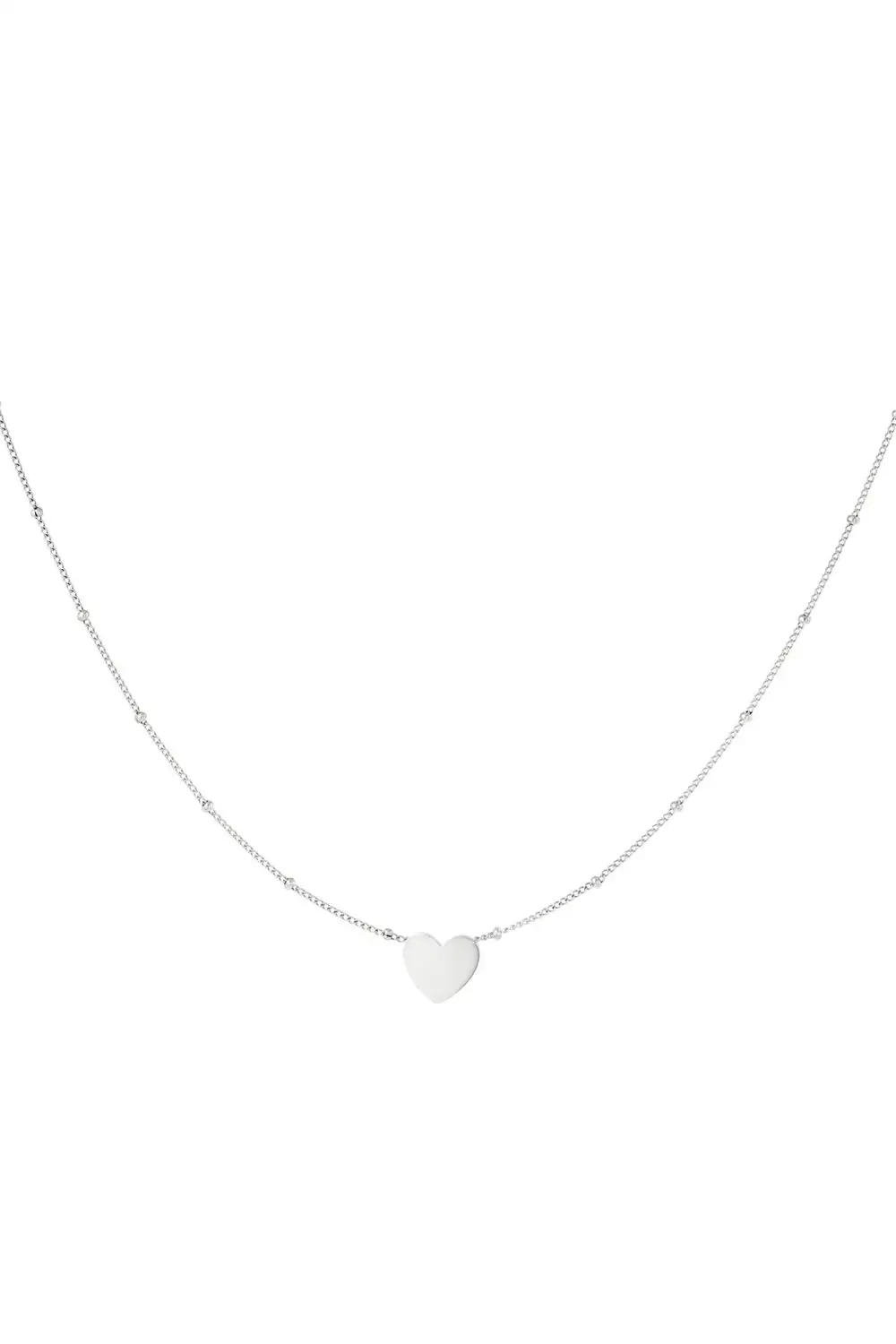 Ketting hart bolletjes Stainless Steel Zilverkleur