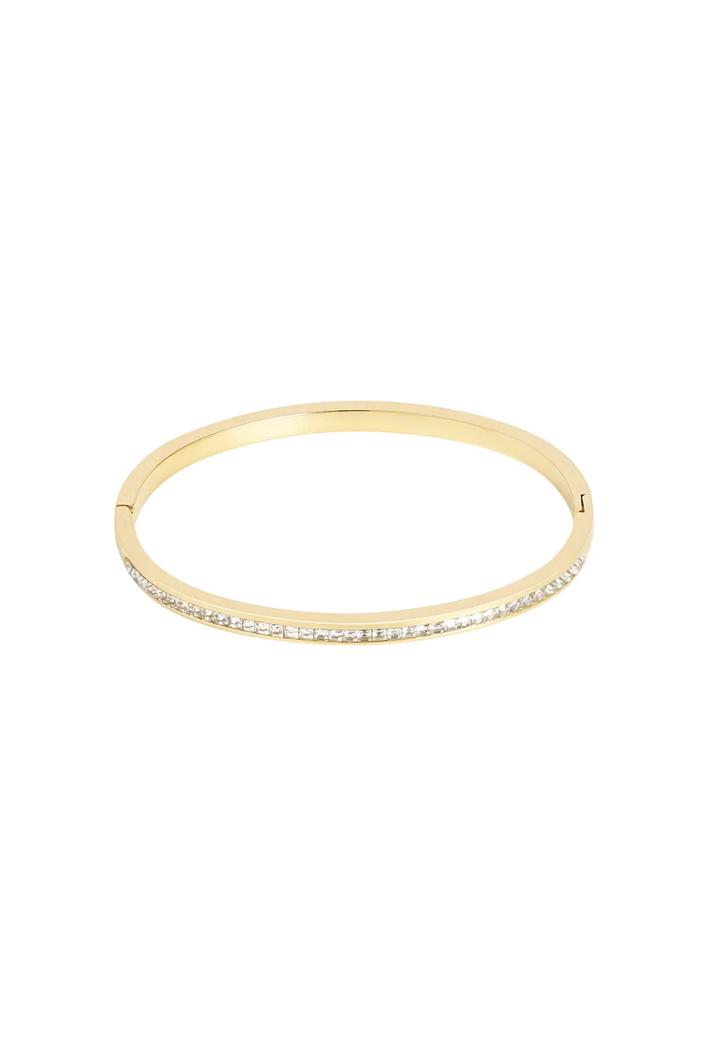 Stainless Steel Slavenarmband dunne steentjes goudkleur