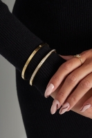 Stainless Steel Slavenarmband dunne steentjes goudkleur