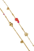 Stainless Steel 2 laags armband met hartjes bloemen en kraaltjes
