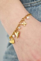 Schakelarmband stainless steel sparkling love goudkleur