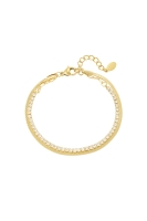 Stainless Steel dubbele armband met strass goudkleur